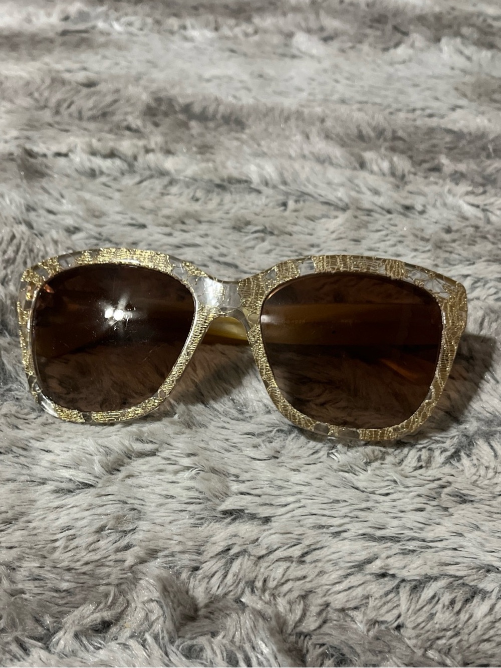 Dolce & Gabbana DG4226 Lace Cat Eye Sunglasses Gold Brown